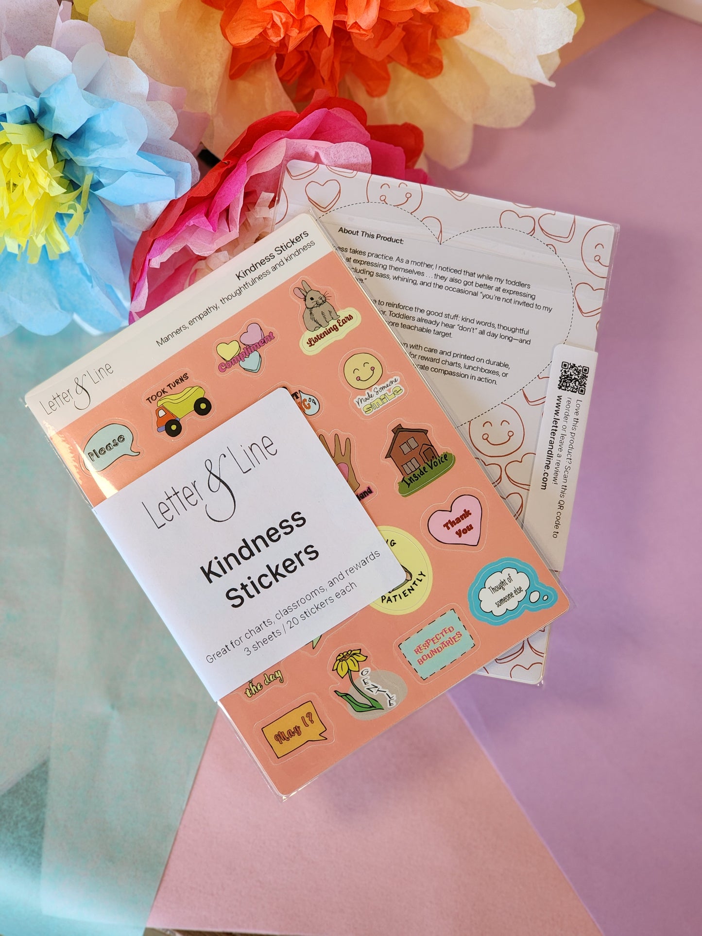 Set of toddler manners stickers, ideal for promoting positive social behavior in young children, in packaging showing both front and back.