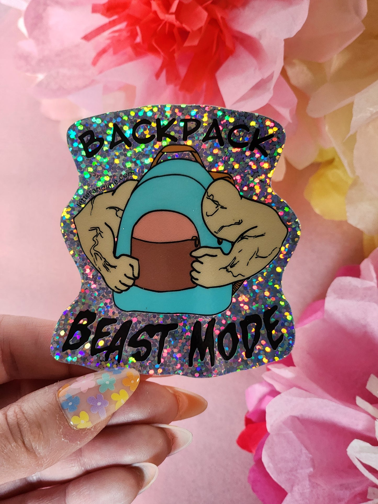 “Backpack Beast Mode” Glitter Sticker