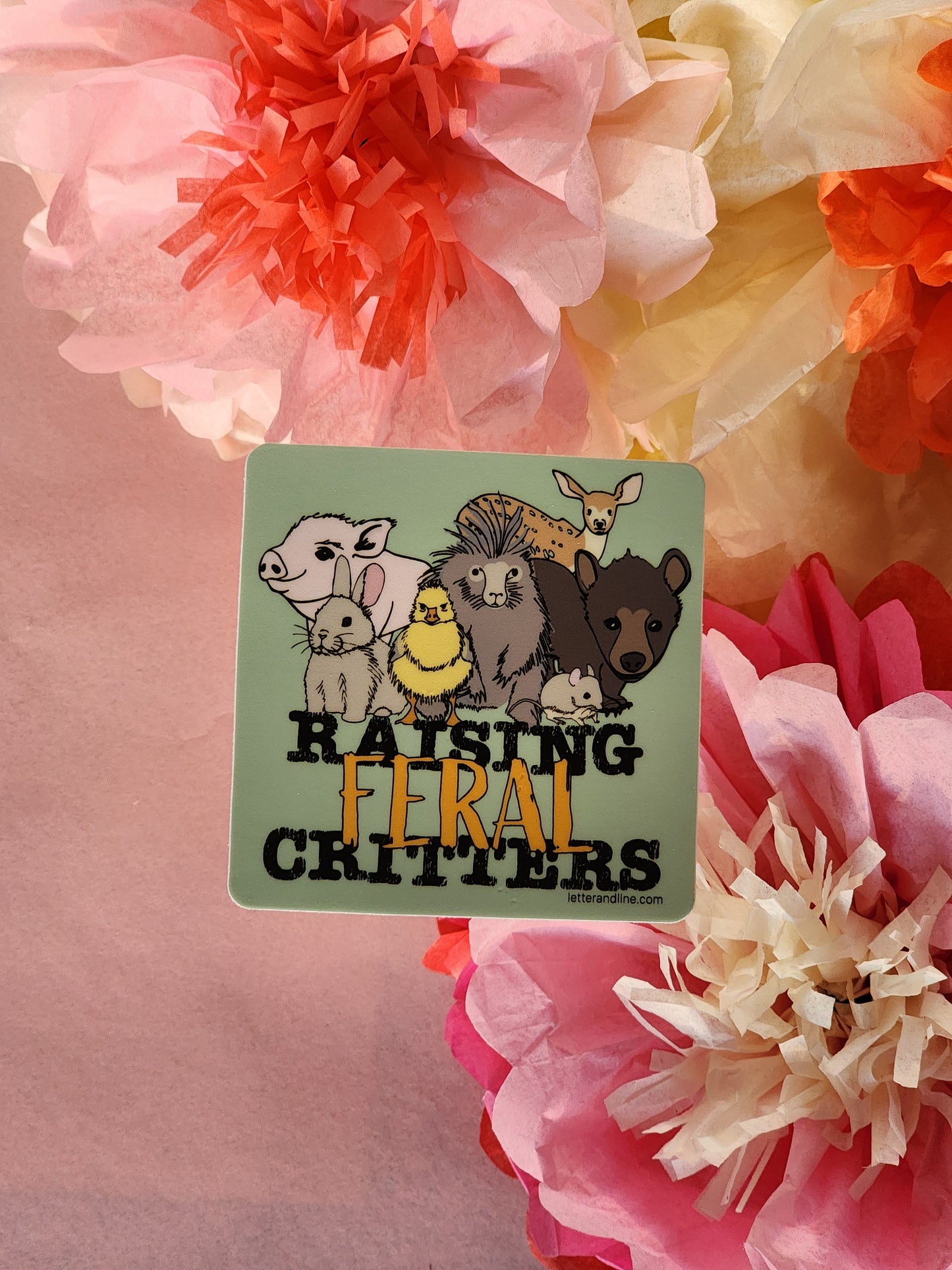 “Raising Feral Critters” – Matte Finish Funny Parenting Humor Sticker