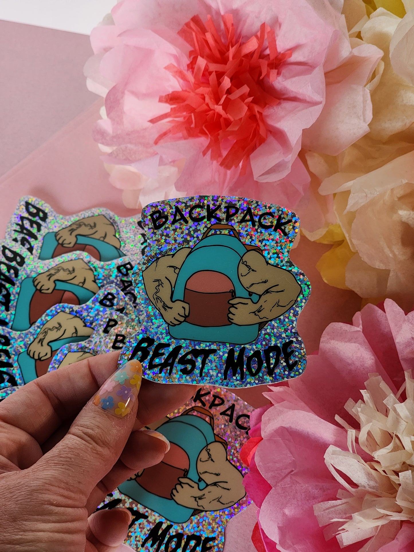 “Backpack Beast Mode” Glitter Sticker