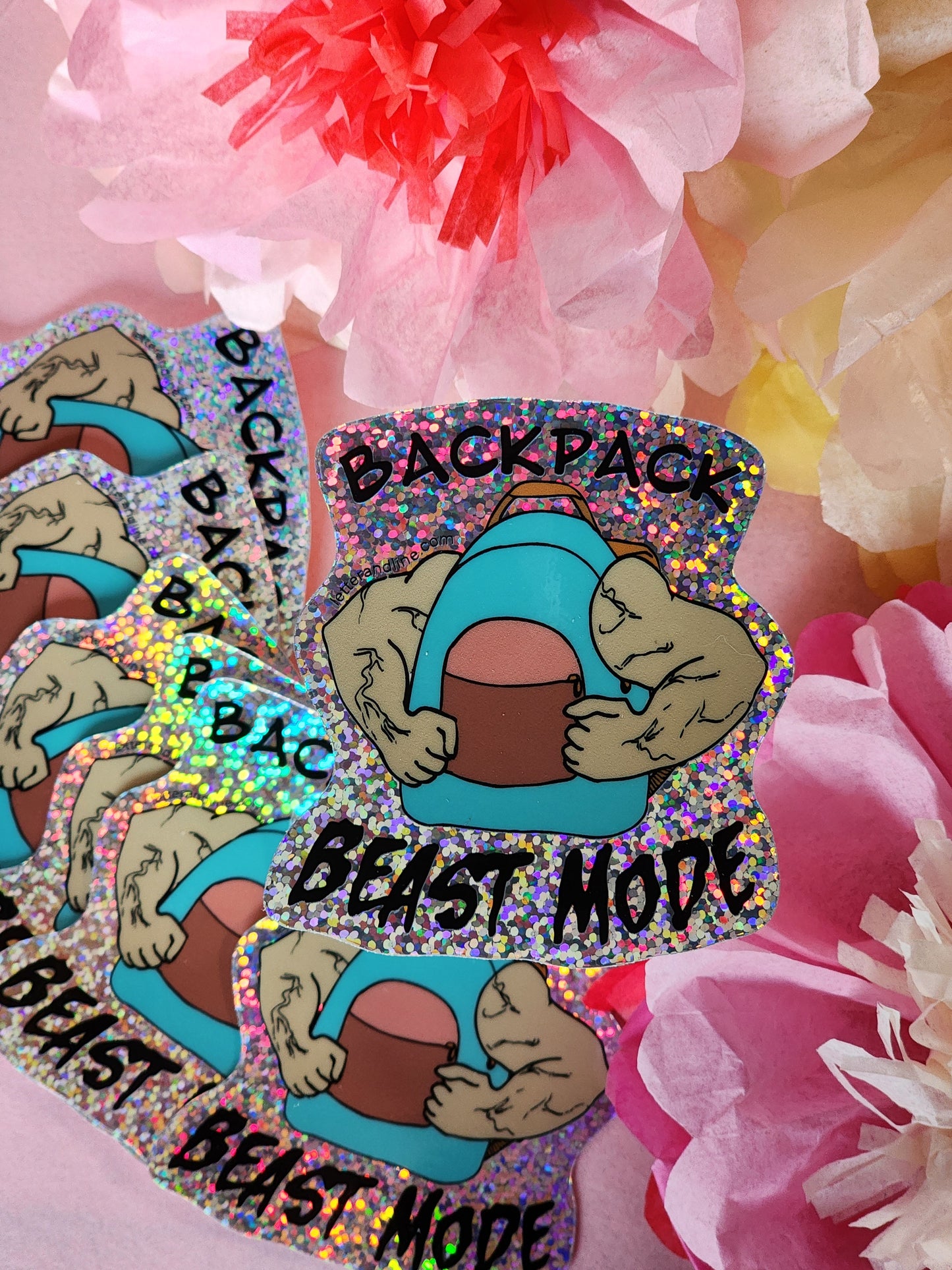 “Backpack Beast Mode” Glitter Sticker