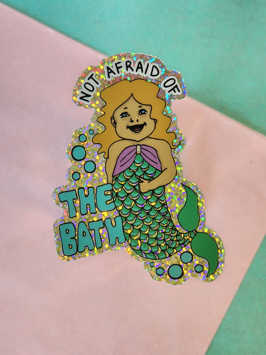 not afraid of the bath happy mermaid glitter sticker for toddlers