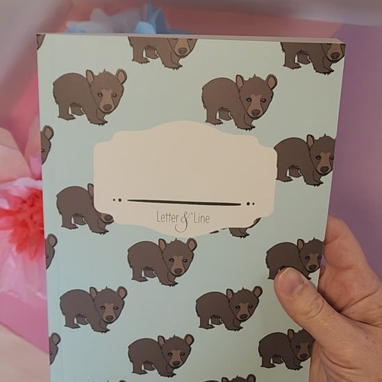 Video of bear notebook cover and interior pages