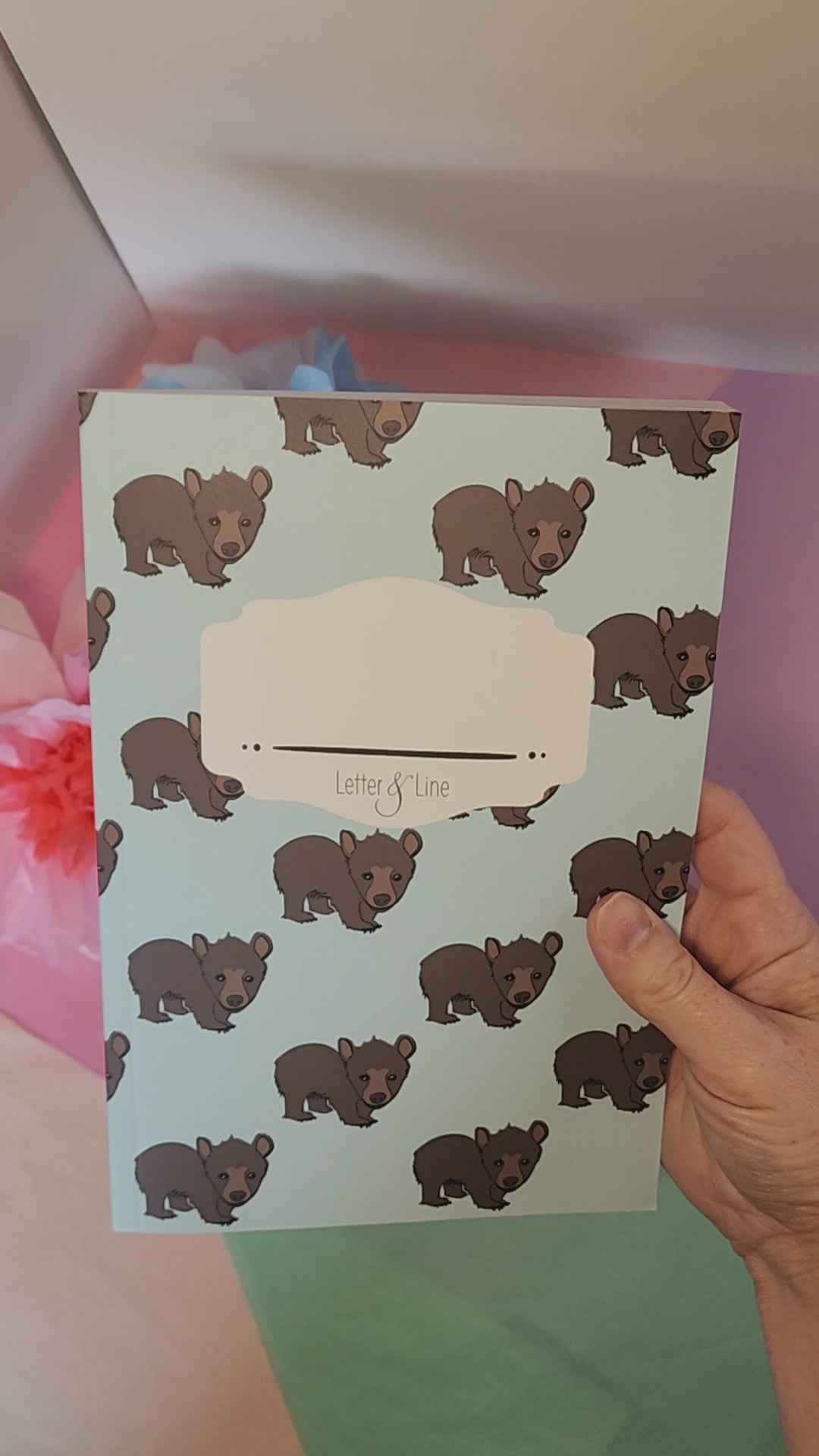 Video of bear notebook cover and interior pages