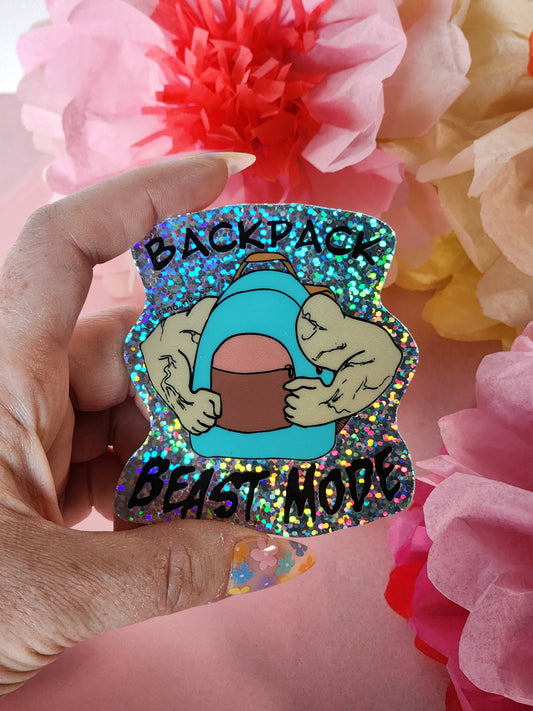 “Backpack Beast Mode” Glitter Sticker